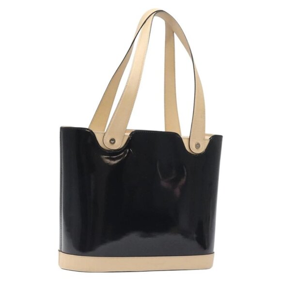 Salvatore Ferragamo Tote Bag Enamel Black Silver Auth - Picture 3 of 16